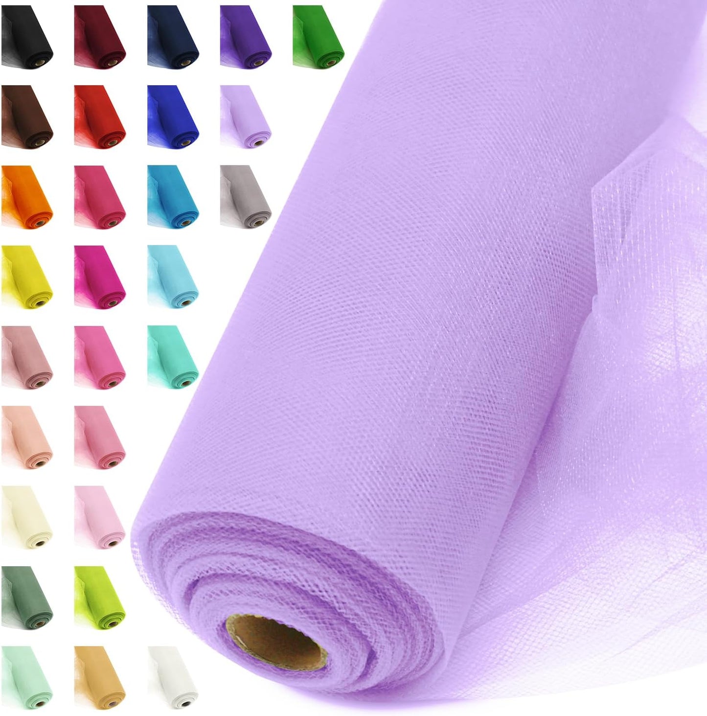 54" by 20 Yards Tulle Fabric Rolls Lavender Ribbon Tutu Spool Bolt for DIY Wedding Decoration Baby Shower Tutu Skirt Gift Wrapping Large Matte Tulle, Roll Packaging (Lavender)