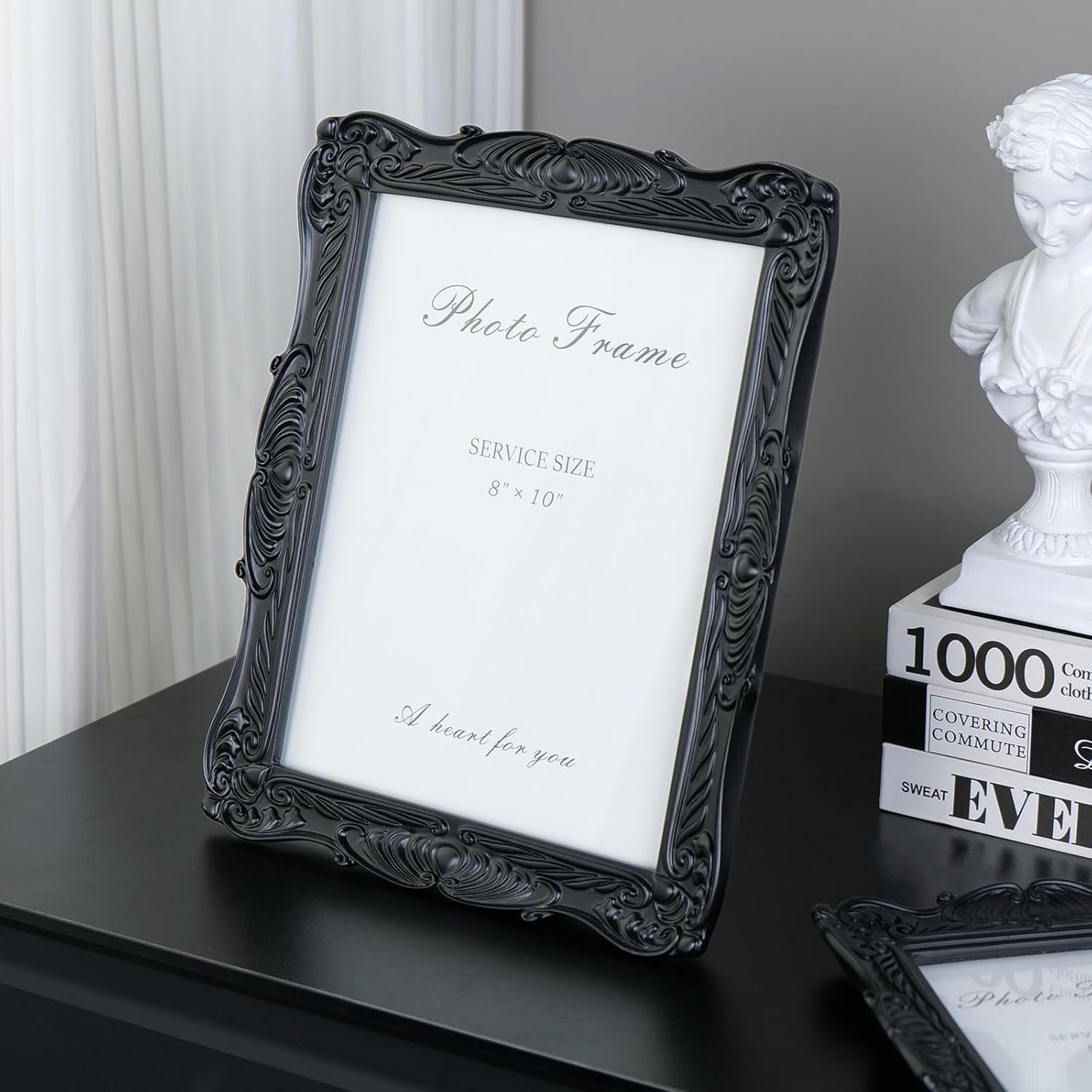 Cuspin Black 8x10 Picture Frame, Vintage Ornate Decorative Hand-Carved Resin Photo Frame with Detailed Design for Tabletop Display or Wall Hanging, Black Home Decor