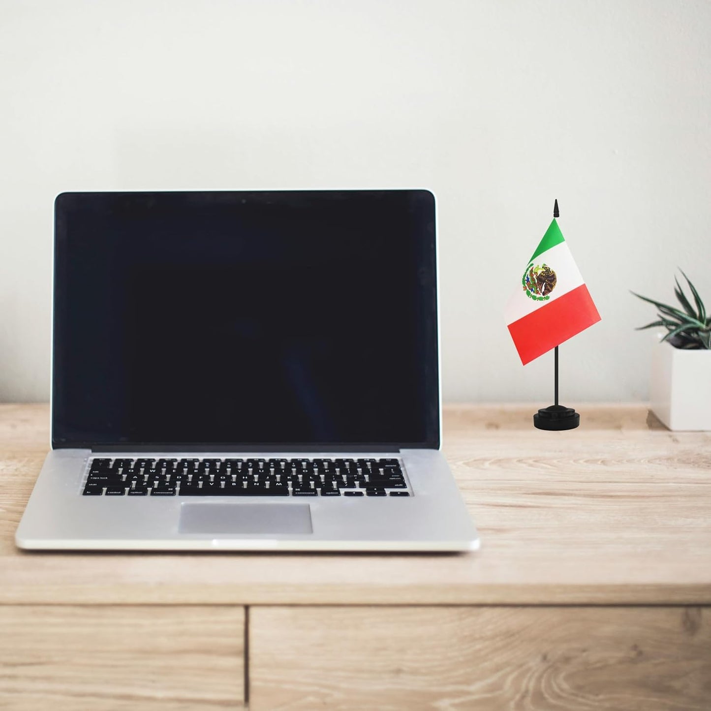 2 Pack Mexico Desk Flag Set, Mexican Desktop Small Miniature Table Office Flag with 12" Black Pole and Black Base, Offices, Classroom, Home, Festival Decoration (Mexico)