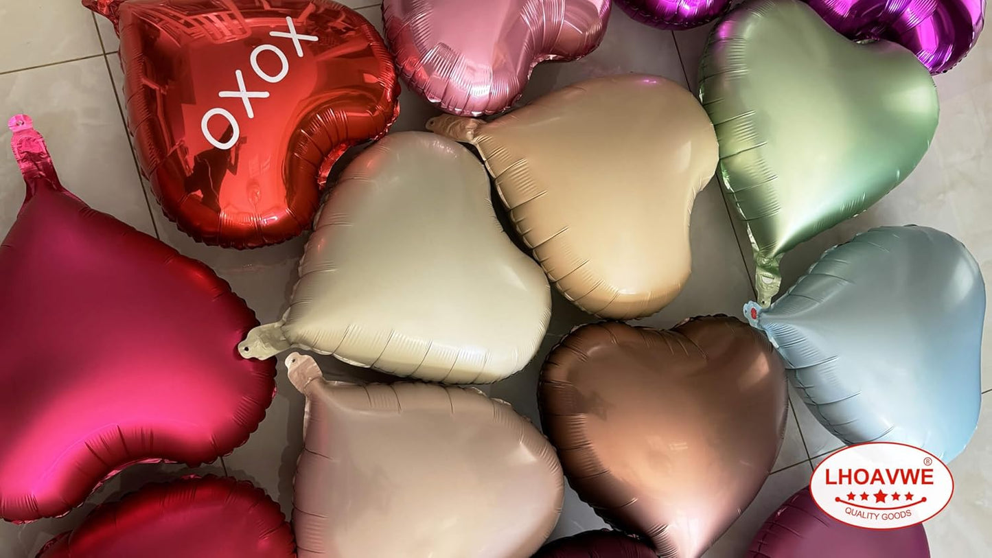 Retro Love Heart Shaped balloons Pack of 12,18 Inch Love Valentine Balloons Heart Romantic Balloons For Valentines Day Propose Marriage Wedding Bridal Shower Engagement Party Decorations