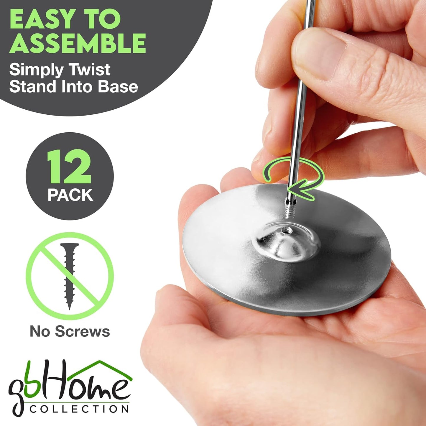 Gray Bunny Metal Table Number Holders, 12 Pack, 12 in Tall, Silver Chrome, Card Holders Tabletop Table Number Stands, Wire Clip for Restaurants Recipe Place Card Signs, Weddings, Banquets, Pictures