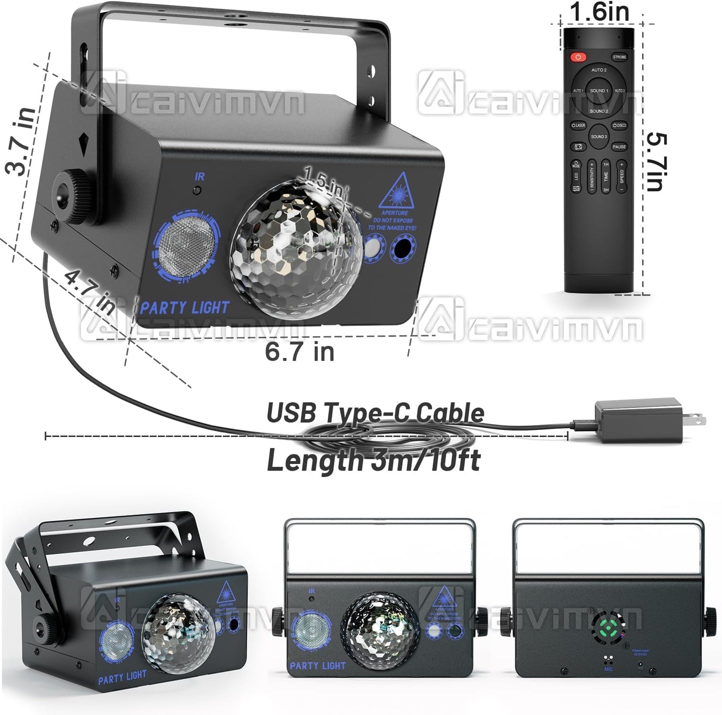 Disco Ball Light Party Lights, LED Sound Activated DJ Disco Light Stage Lights with Remote Control Strobe Lights for Parties Bar Birthday Gift Indoor Room Decorations Christmas Halloween Club Wedding