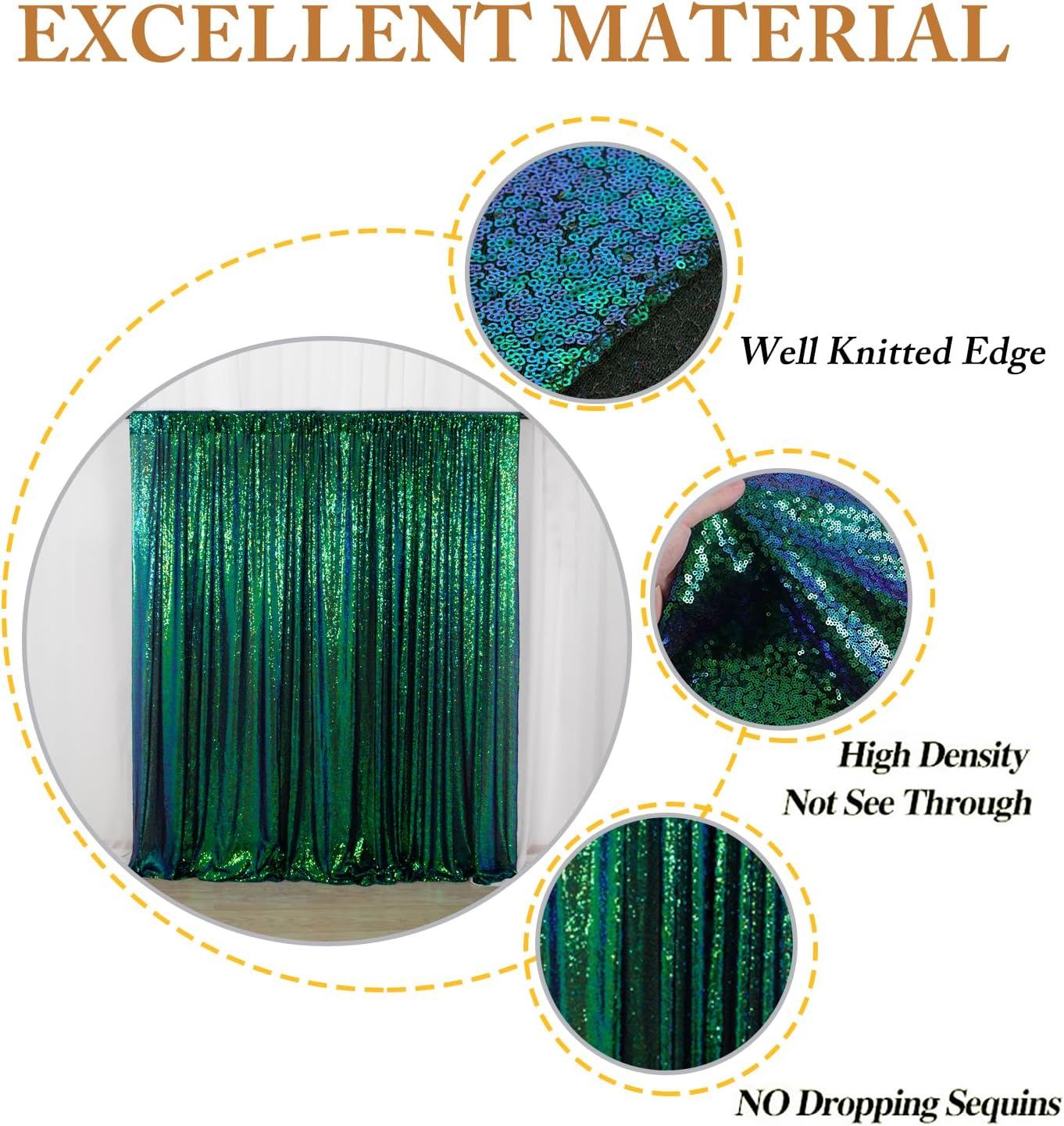 ShinyBeauty Iridescent Green Sequin Backdrop Curtain 5FTx10FT 2 Panels - Perfect for Party, Wedding & Christmas Decorations | Sparkly & Durable Photo Studio Backdrop Backgrounds