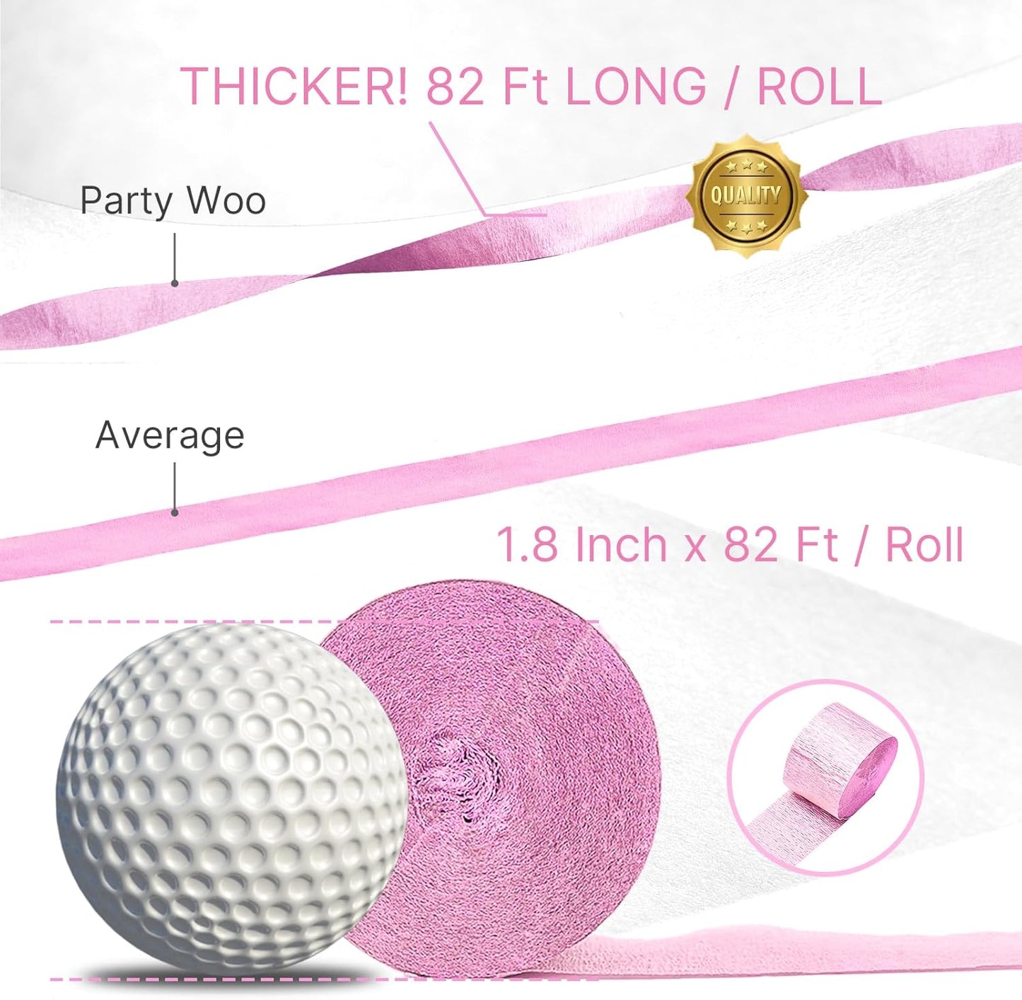 PartyWoo Crepe Paper Streamers 4 Rolls 328ft, Pack of Crepe Paper Pink and Burgundy Streamers Party Decorations, Crepe Paper for Birthday Party Decorations, Wedding Decorations (1.8 in x 82 Ft/Roll)