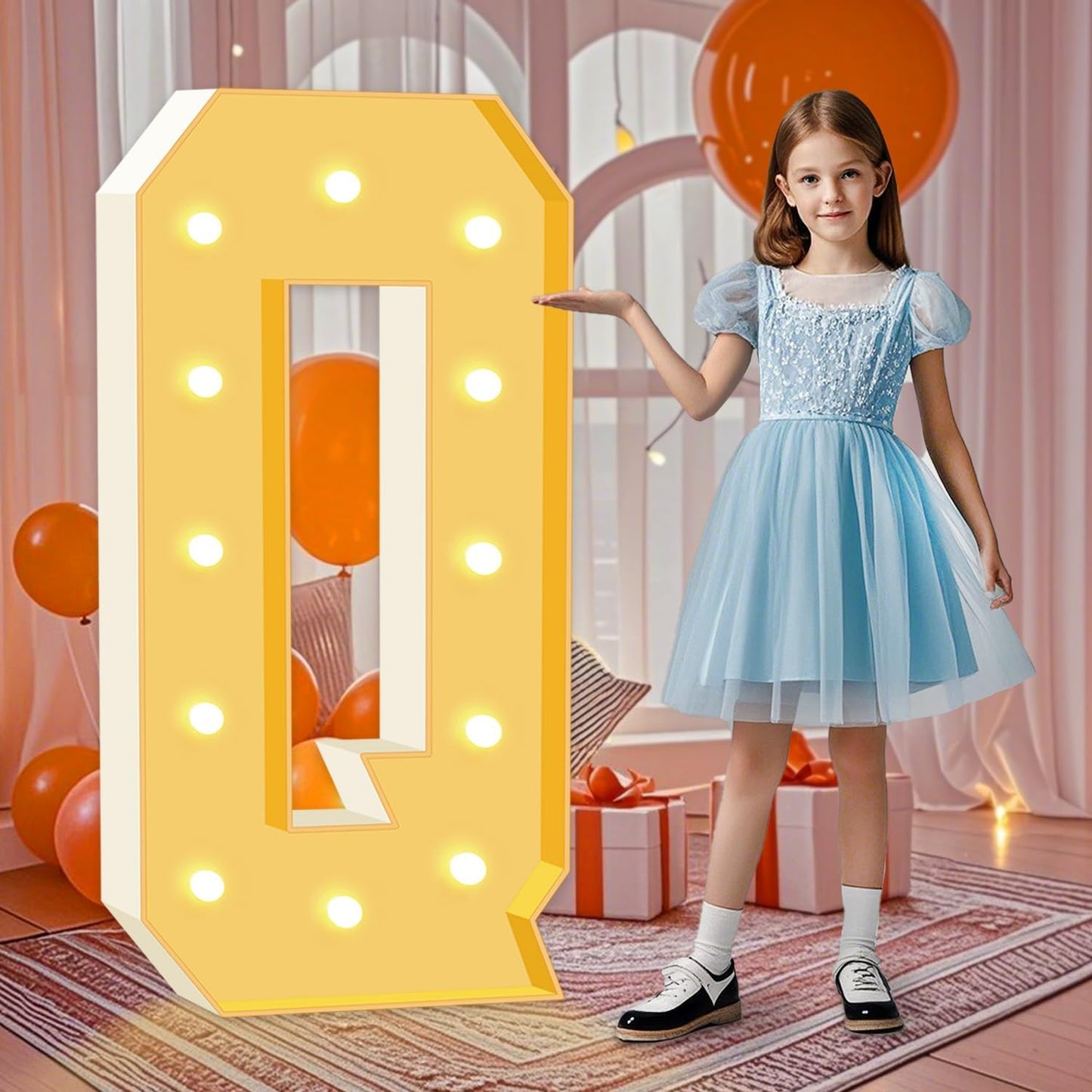 Marquee Light Up Letters, 4FT Marquee Letters Q, Mosaic Light Up Letter for Birthday Baby Shower Wedding Engagement Party Backdrop Decor, Big Marquee Letter for Party Decorations