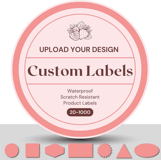Custom Labels | Waterproof Stickers | Set 20-1000 | 1 inch to 12 inch | Small to Large Personalized Sticker Business Logo Sticker | Product Labels for Small Business