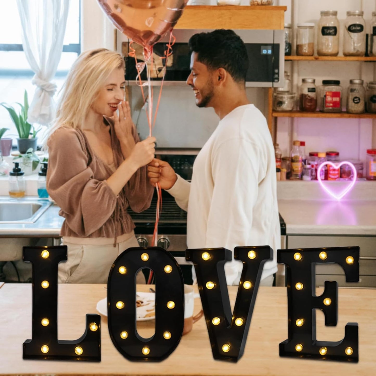 Led Marquee Letters, 8.58 Inch Black Light Up Letters, Small Led Letter Lights, Battery Powered Lighted Letterfor Table, Party, Birthday, Christmas Decor (Black, Letter I)