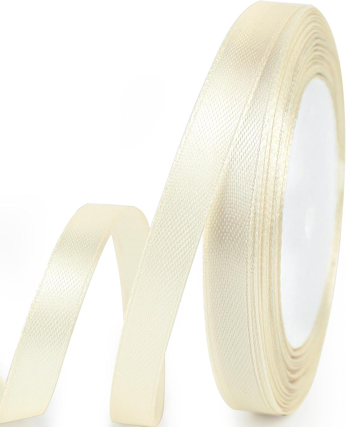 3/8" x 25 Yards Satin Ribbon, Ivory Silk Ribbon Ideal for Gift Wrapping, Floral Bouquets, Crafts, Wedding Party Decorations, Christmas and Sewing Projects