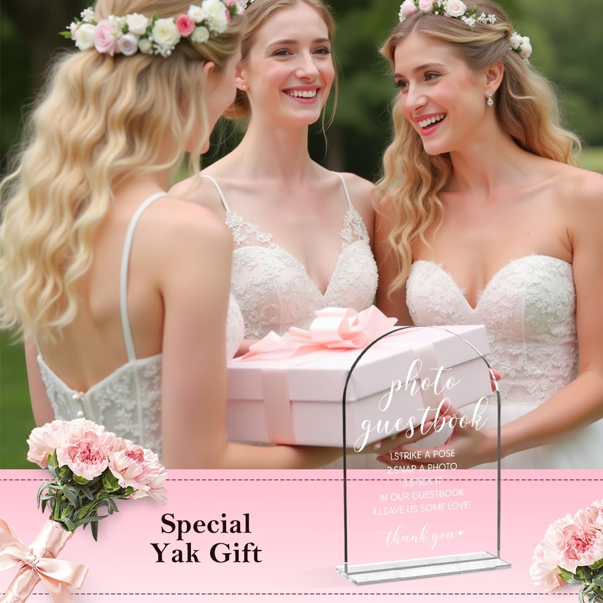 Wedding Sign，Please Sign Our Guestbook Sign，Wedding Sign for Ceremony and Reception, Arch Acrylic Wedding Signs, Wedding Decorative Signage For Table Decor 5 x 7 Inch (White)