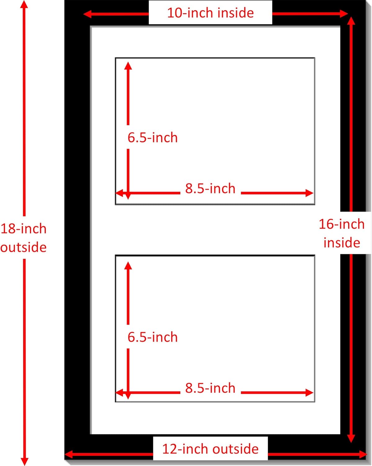 Creative Picture Frames 10X16Bk-W Black Vertical Double Diploma Frame With 2 Opening White Matting | Holds 2-6X8-Inch Documents With Installed Wall Hanger (White Mat-Vertical Black Frame, 7X9)