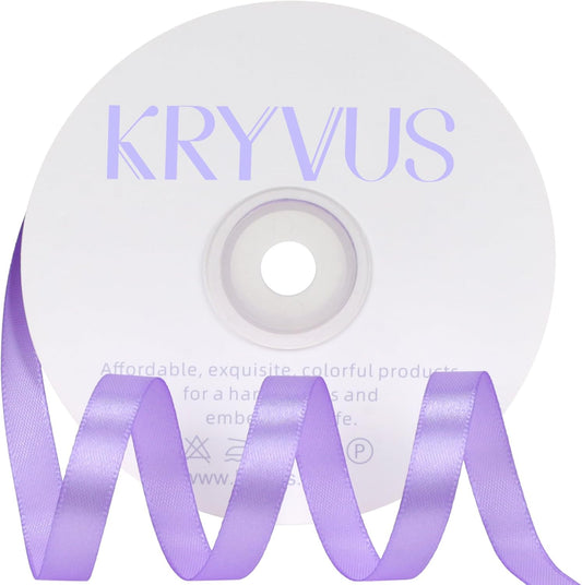 Light Purple Satin Ribbon 3/8 inch X Continuous 50 Yards, Single Face Polyester Ribbon Perfect for Gift Wrapping, Flower Bouquet, Wedding Decor, Crafts, Bow Making, Sewing and More