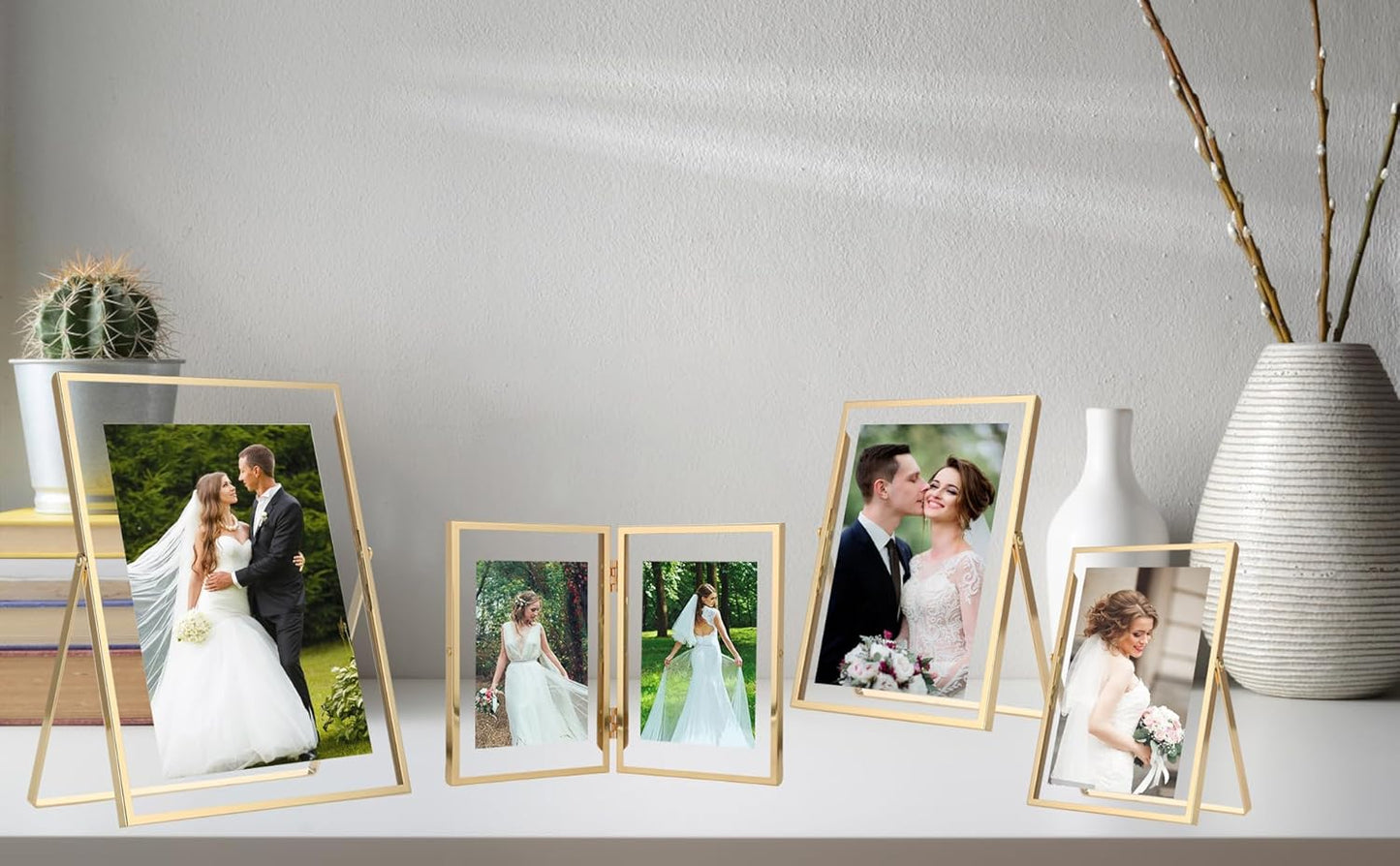 Gold 10x12'' Floating Frame Set of 2,For Photo Sizes 5x7'', 7x9'', 810'', 8.5x11'', Metal Frames for Tabletop/Shelf Display,Classy Gift Choice for Wedding,Birthady,Home or Office Decor