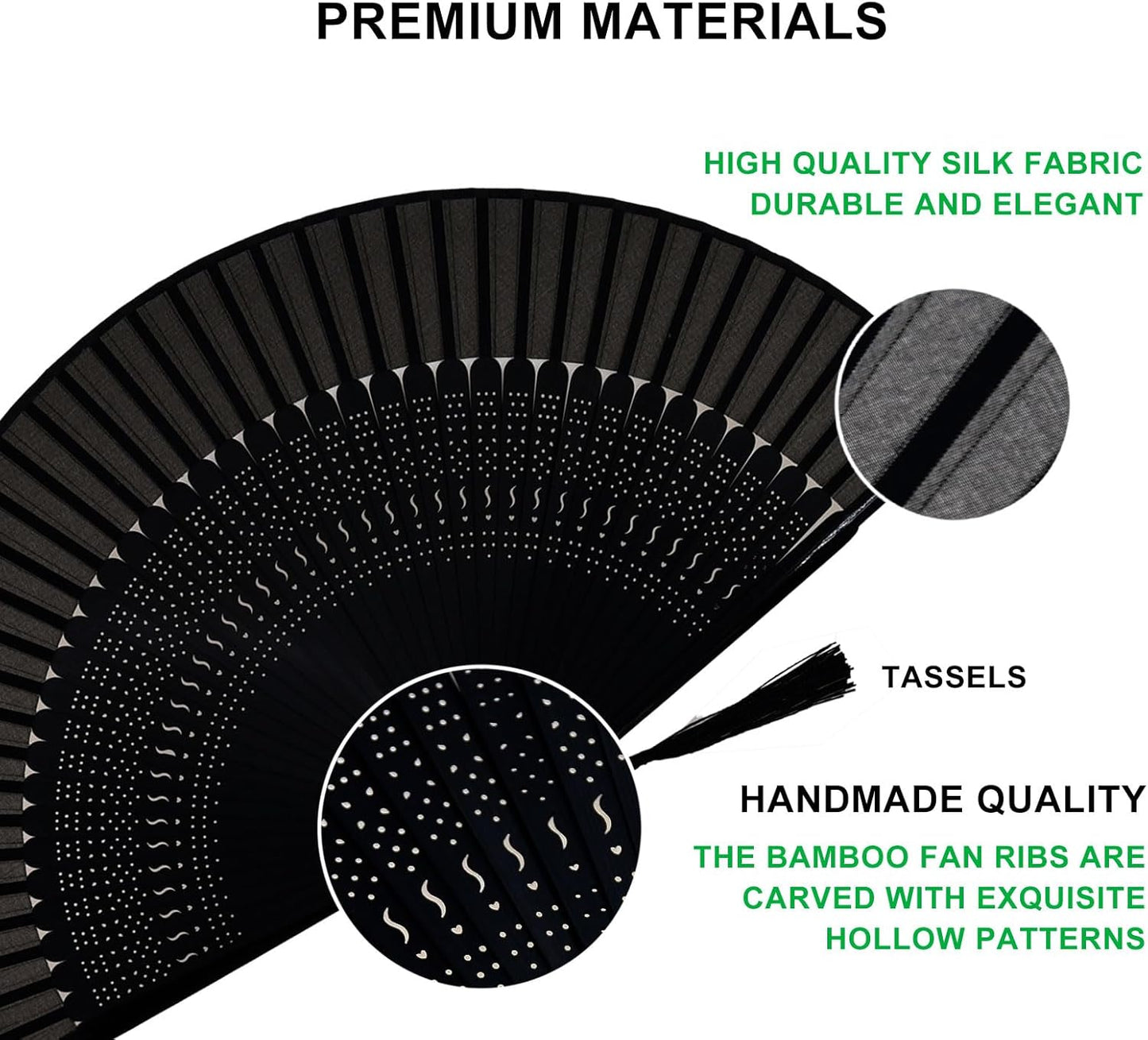 Amajiji Charming Elegant Modern Woman Handmade Bamboo Silk 8.27" (21cm) Folding Pocket Purse Hand Fan (CZT-07)