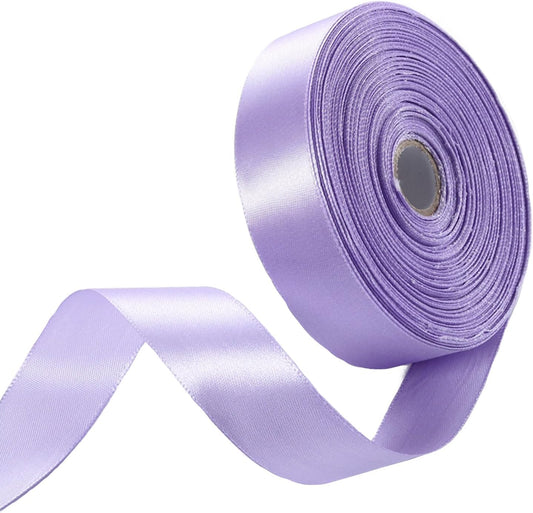 1" x 50 Yards Light Purple Satin Ribbon Single Faced Fabric Ribbons for Gift Wrapping, Crafting, Bows Making, Flower Bouquet, Wedding, Home Decor