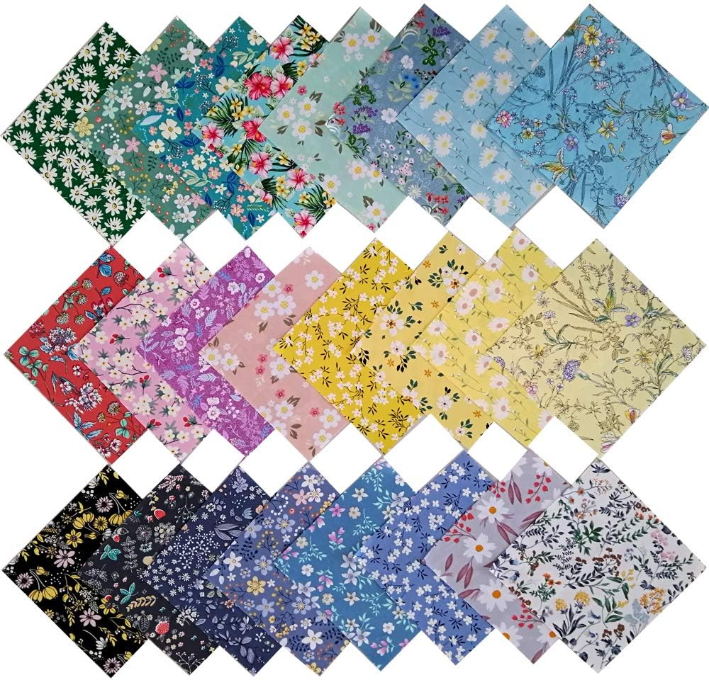8" x 8" 25 PCS 100% Cotton Fabric Bundles for Quilting Sewing DIY & Quilt Beginners, Quilting Fabric Squares