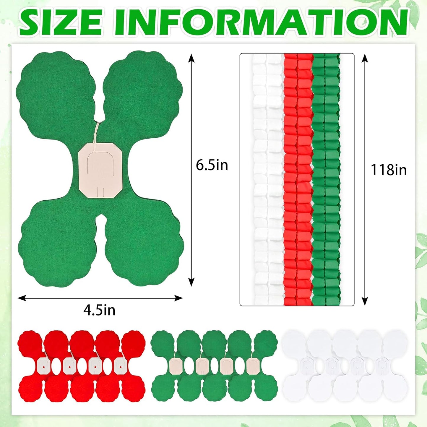 12Pcs Red White and Green Party Decorations, Hanging Paper Streamers Garland for Birthday Wedding Baby Shower Mexican Italian Themed Christmas Party Decorations