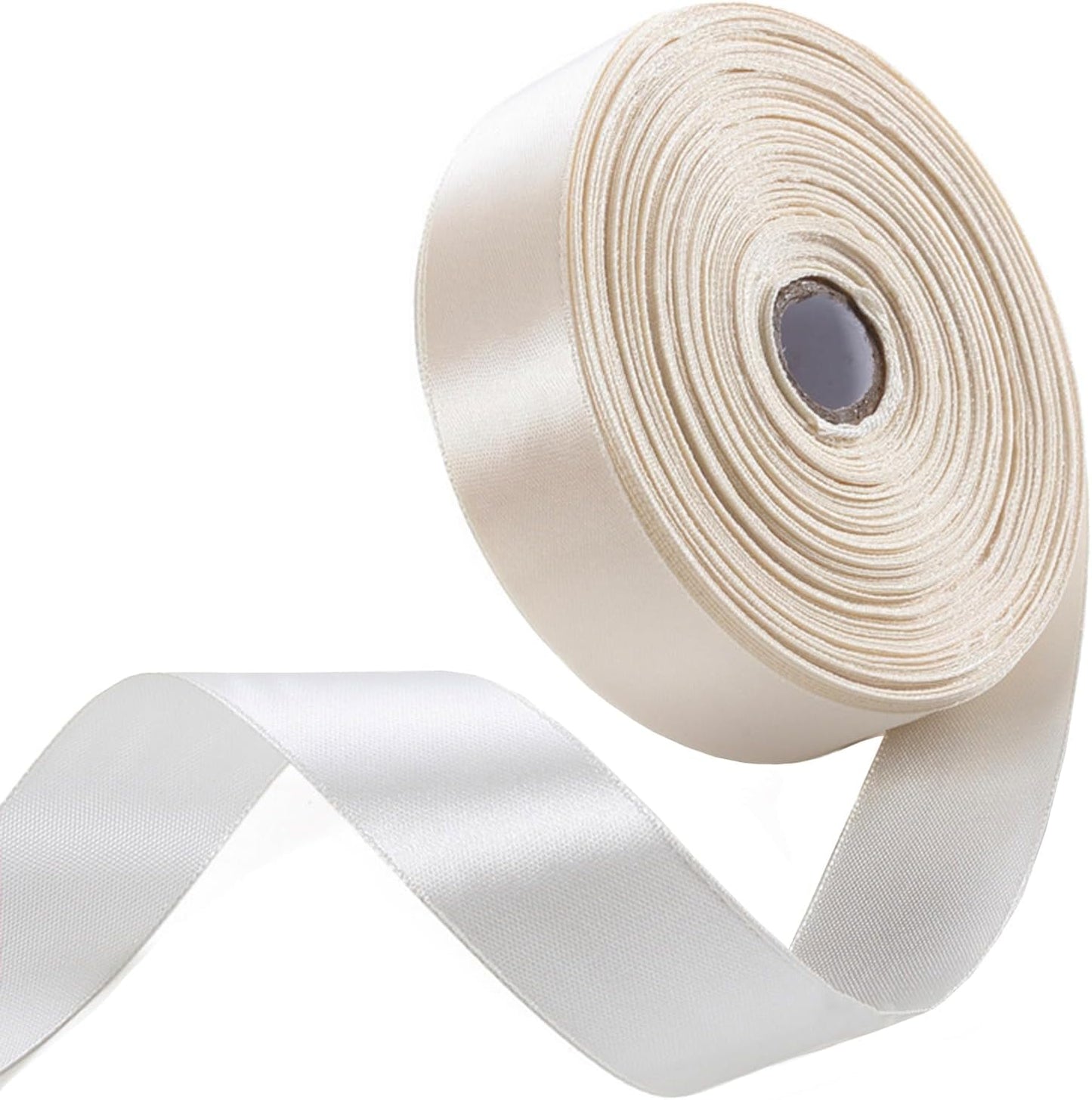 1" x 50 Yards Ivory Satin Ribbon Single Faced Fabric Ribbons for Gift Wrapping, Crafting, Bows Making, Flower Bouquet, Wedding, Home Decor