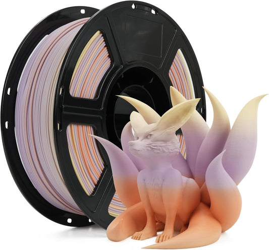 FLASHFORGE Rapid PLA Matte Rainbow Gradient Orange & Yellow & Purple, Transform Colors Smoothly & Fast, High Flow Speedy Filament 1.75mm, Easy to Remove Support & Non-Glossy Appearance (Dusk Fantasy)