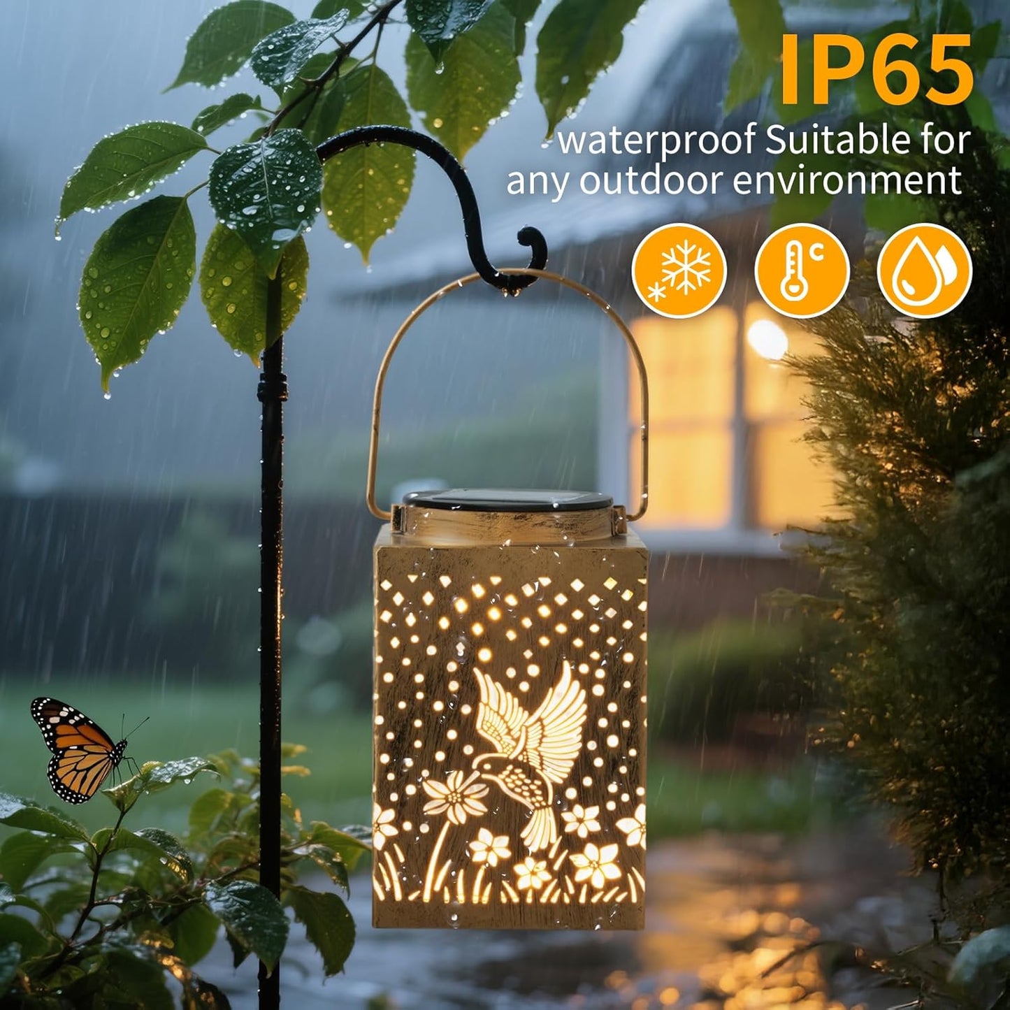 2 Pack Bronze Solar Lights Outdoor Waterproof Decorative - Gifts for Women Mom Grandma, Hummingbird Garden Decor for Yard, Patio,Backyard, Porch , Garden (Hummingbird)