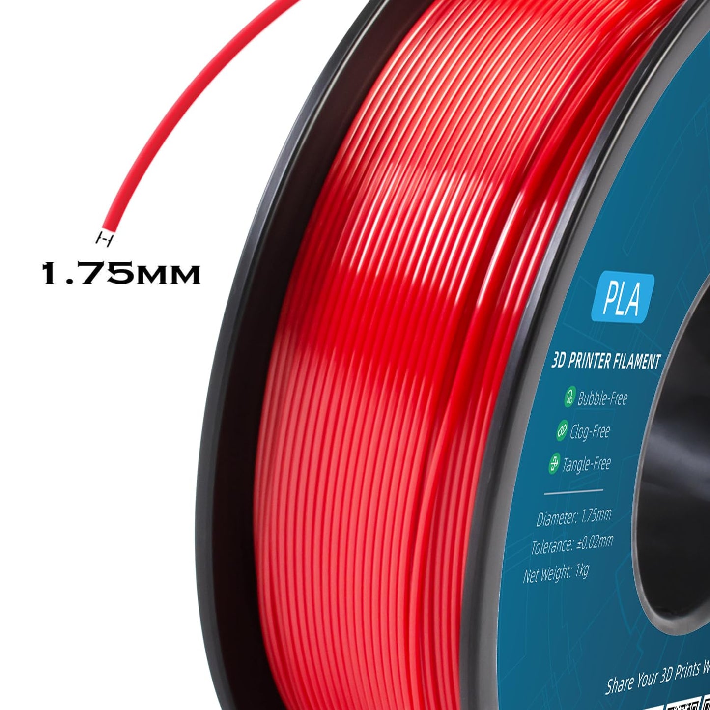Geeetech Red PLA Filament 1.75mm 1KG, 3D Printer Filament Dimensional Accuracy +/- 0.02 mm, 1kg per Spool(2.2lbs) 3D Printing Filament Fits for Most FDM 3D Printers
