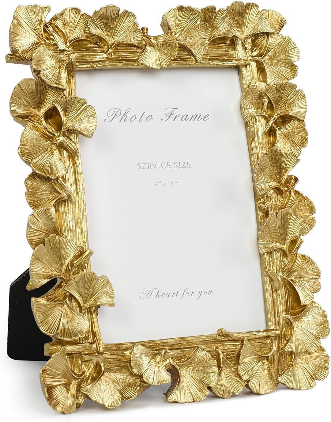 Cuspin Gold Picture Frame 4x6 Vintage Gold Frames, Ornate Leaf Textured Hand-Crafted Resin with Glass Front Antique Photo Frame for Tabletop Display, Retro Design Home Decor