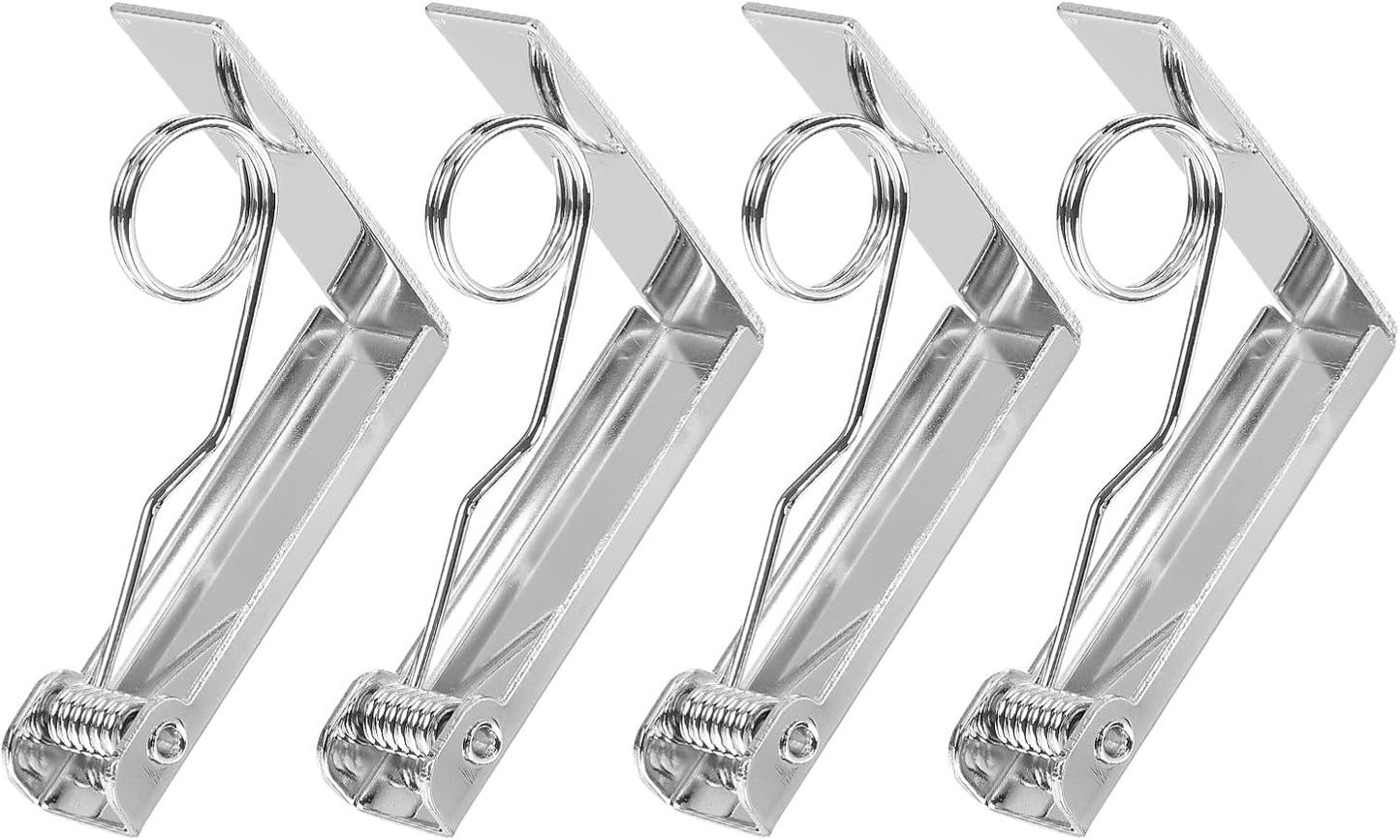 uxcell 4 Pack Tablecloth Clips, Stainless Steel Table Cloth Cover Clamps, 2.87" x 2.36" Windproof Holder Clips for Home Party Picnic Wedding Camping Dining Tables, Silver