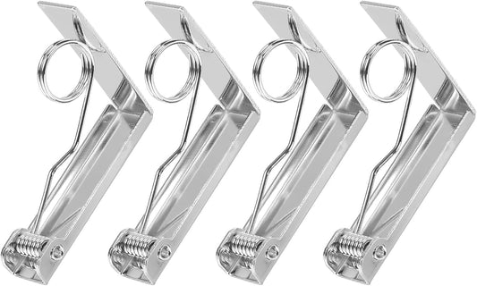 uxcell 4 Pack Tablecloth Clips, Stainless Steel Table Cloth Cover Clamps, 2.87" x 2.36" Windproof Holder Clips for Home Party Picnic Wedding Camping Dining Tables, Silver