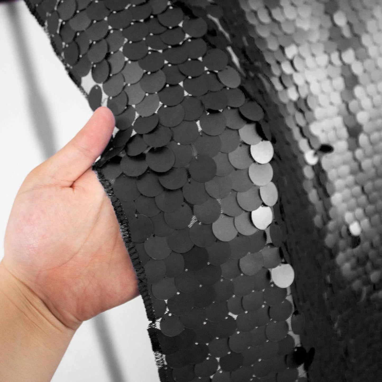 JYFLZQ Black Payette Sequin Backdrop Curtains 4ft x 8ft 2 Panels Shimmer Wall Backdrop Big Sequin Background Thick Glitter Photo Booth Backdrops for Birthday Graduation Prom Parties