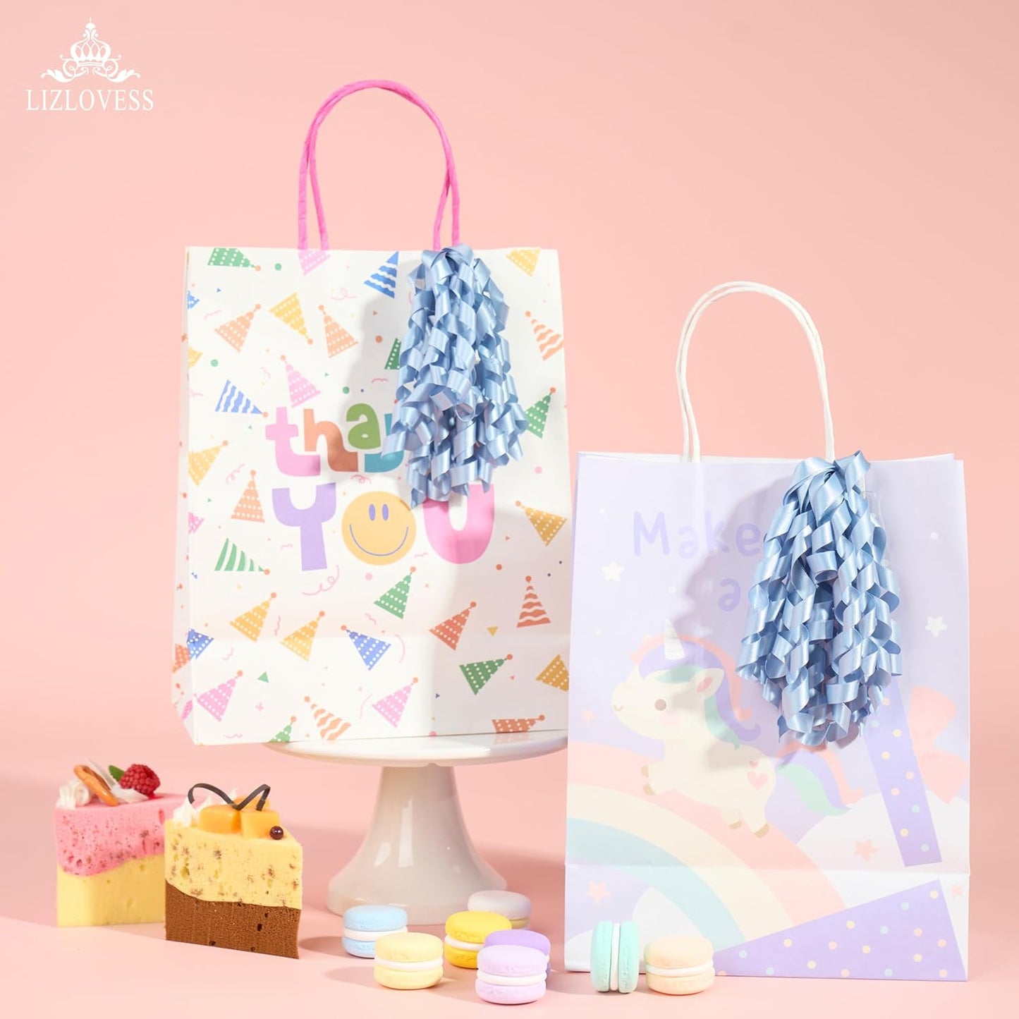 6 Inch Dusty Blue Curly Bows for Gift Wrapping Set of 6, Self Adhesive Bows French Blue Gift Bows for Presents, Satin Ribbon Bows for Birthday, Wedding, Christmas, Bridal Shower