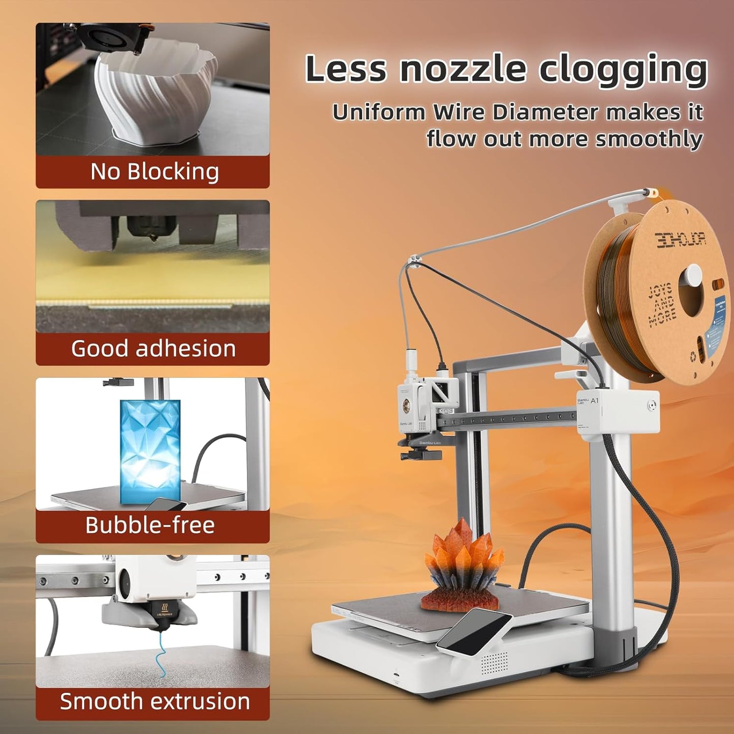 Transparent Multi Rainbow Color Change PLA 1.75mm 1KG 3D Printing Filament Crystal Rainbow PLA-Late Autumn