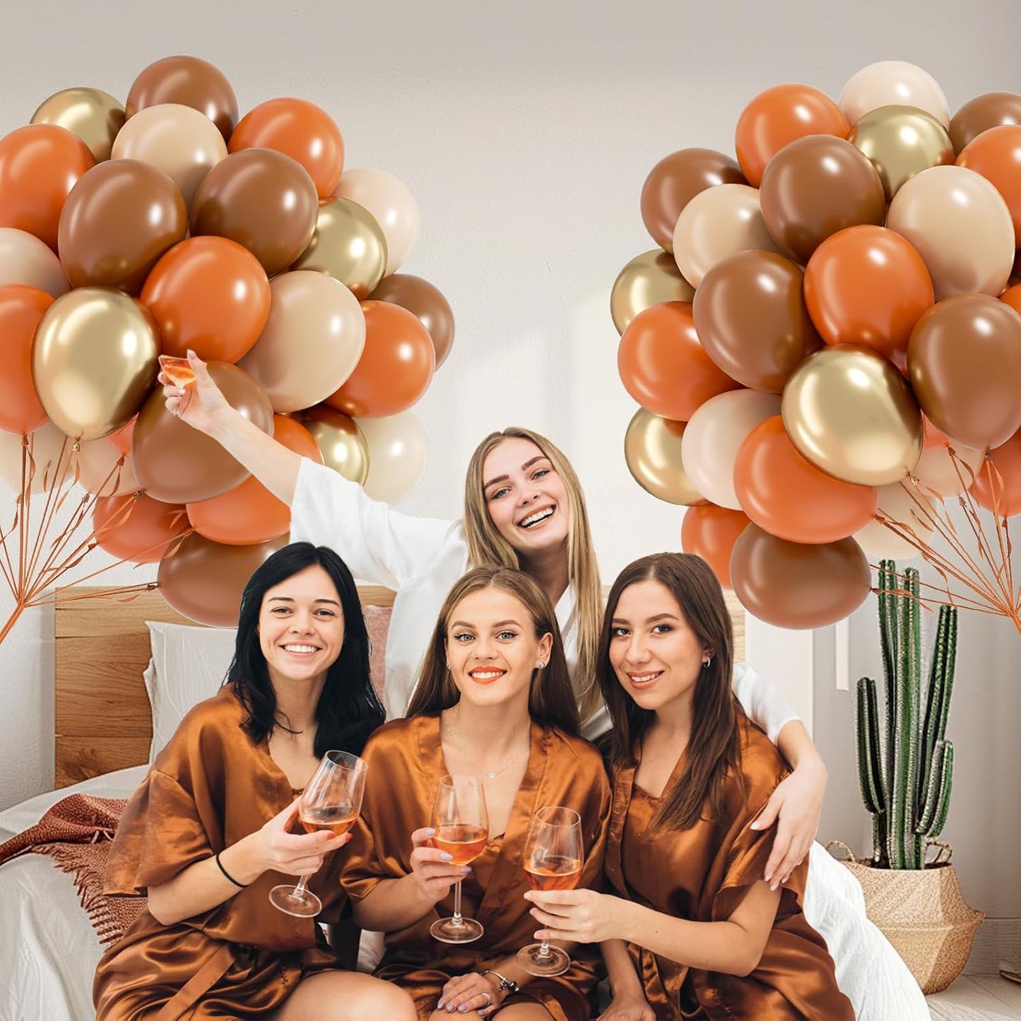 60pcs Fall Balloons 12inch with Brown Sand White Nude Metallic Gold Burnt Orange Balloons for Thanksgiving Fall Baby Shower Birthday Party Decorations