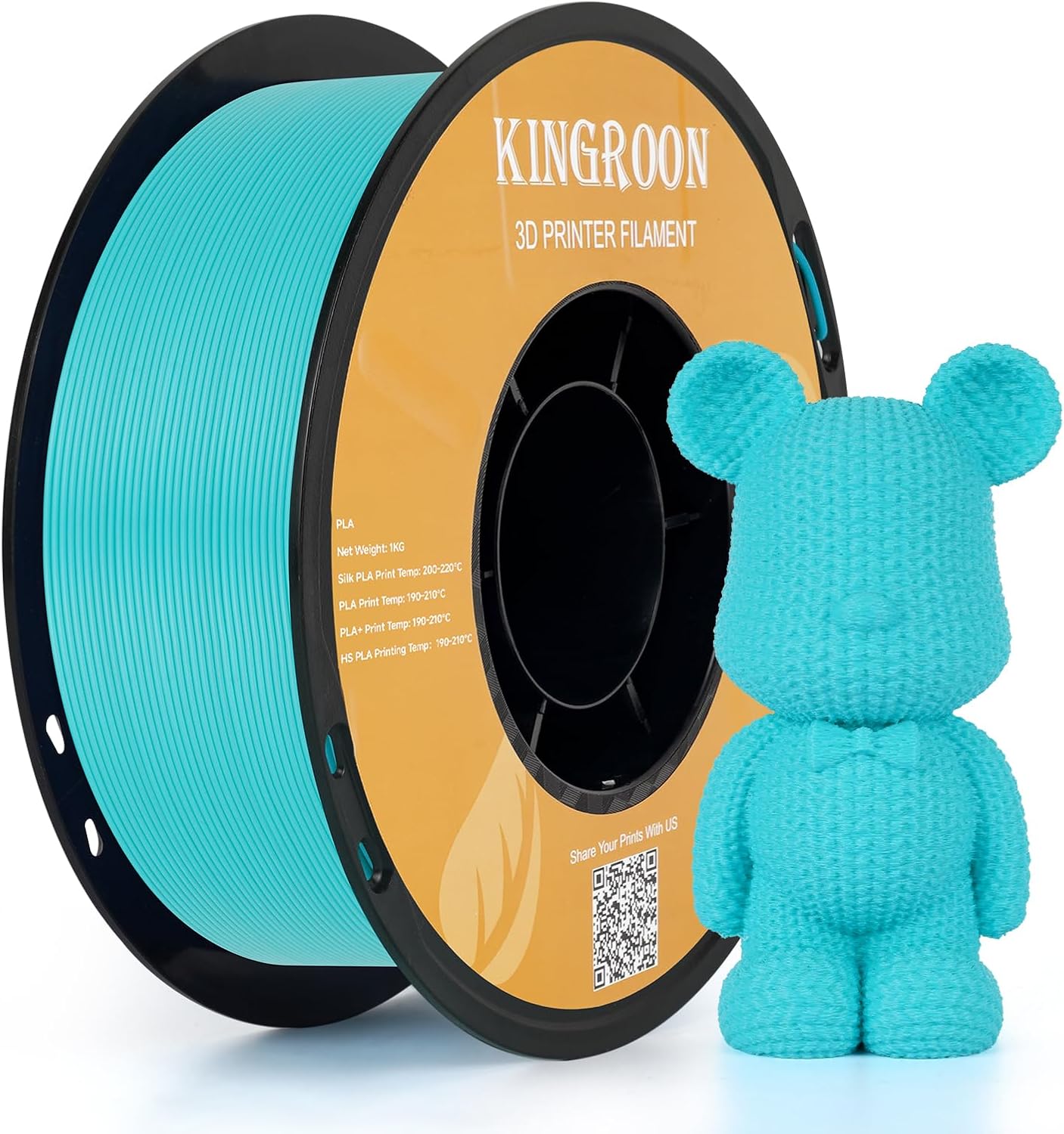 Kingroon PLA Filament 1.75mm 3D Printer Filament Cyan Pla Filament 1kg Filament Dimensional Accuracy +/- 0.02mm, Fit Most FDM Printer,Cyan