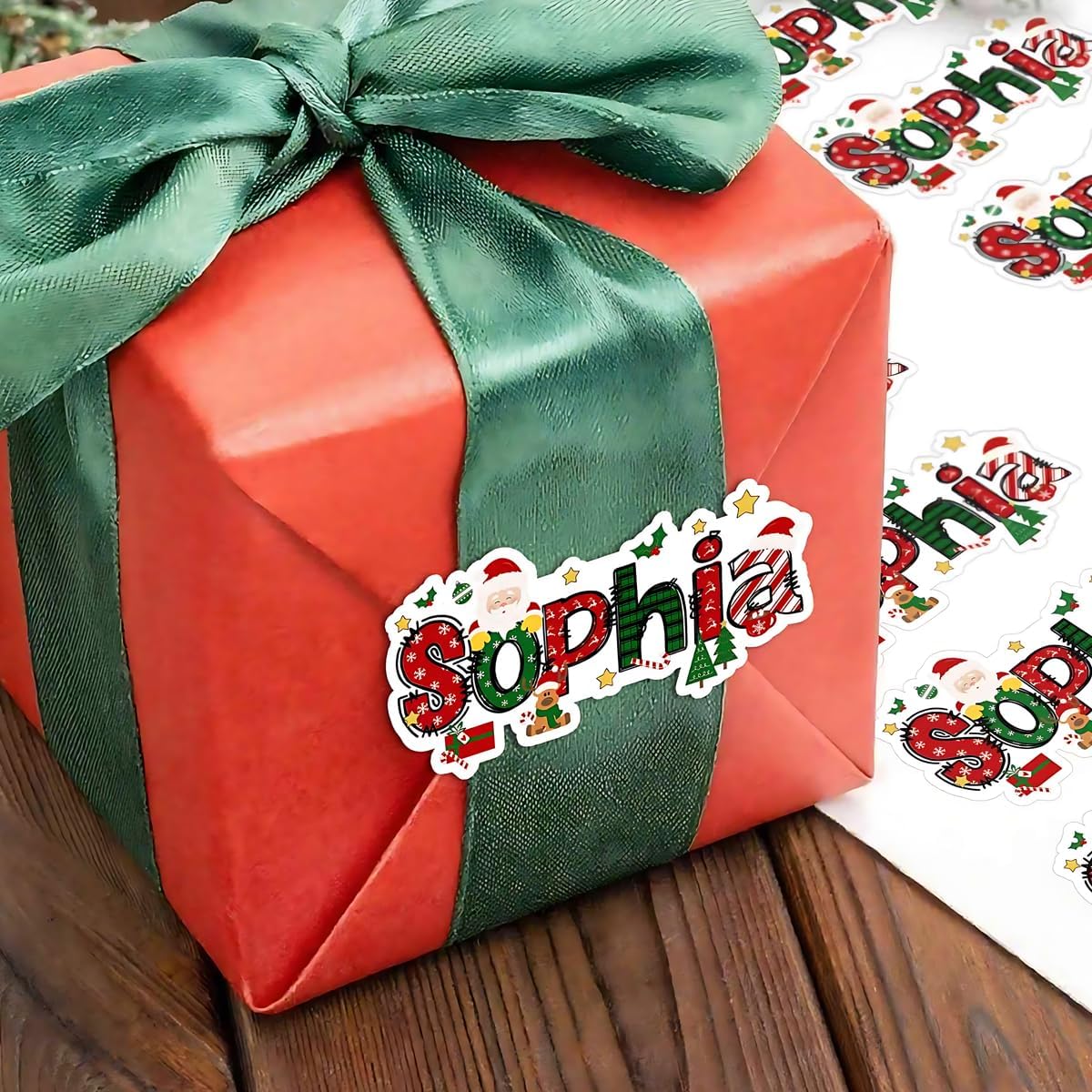 28Pcs Personalized Christmas Gift Tags - Gifts Wrap Envelope Seals Ideas Merry Christmas Labels - Fun Holiday Gift Stickers - Cute Xmas Sticker Label - Custom Name Xmas Gifts Wrapping Present Tag