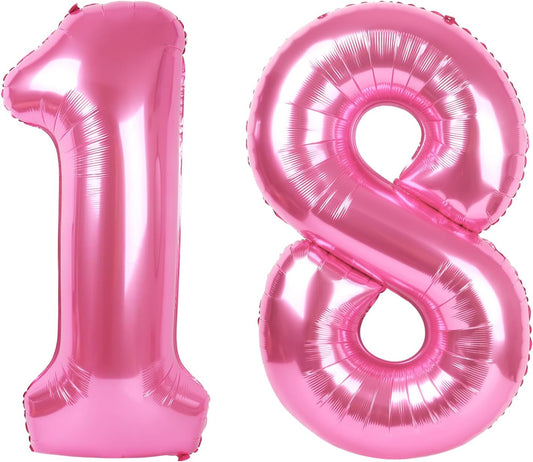 number pink 18 balloon