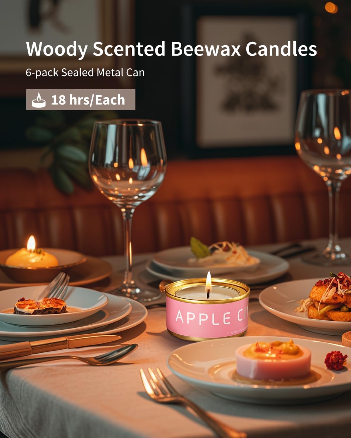 VTS Fall Candles Set, 6 Pack Aromatherapy Candles (Apple Cinnamon, Fir Tree, Mahogany, Ebony Wood, Lemongrass, Amber), Candle Gifts for Men Women for Christmas Birthday