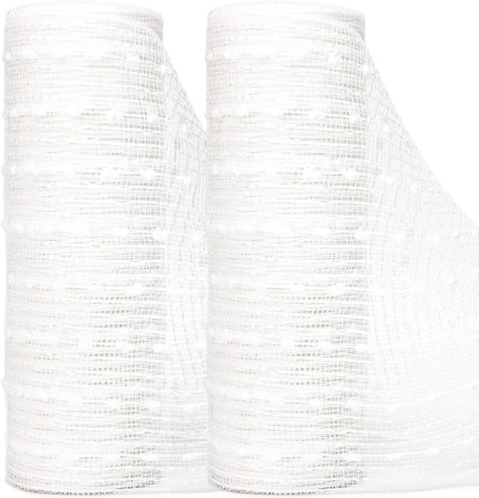 Ribbli Snowball White Mesh Ribbon-2 Rolls, 10 Inch x 30 ft Each, Cotton Snowball, Christmas Tree & Wreath