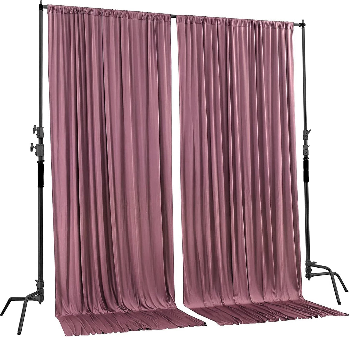 AK TRADING CO. 10 feet x 10 feet Dusty Rose Polyester Backdrop Drapes Curtains Panels with Rod Pockets - Wedding Ceremony Party Home Window Decorations
