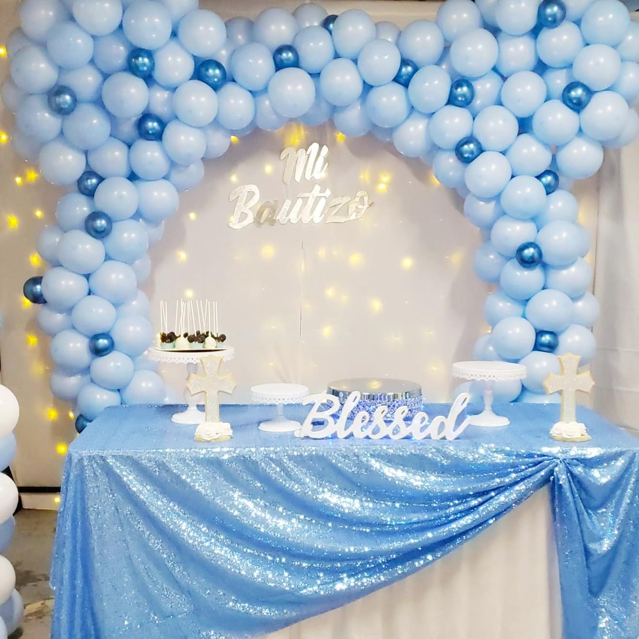 ShinyBeauty Sequin Tablecloth Square 54x54-Inch Baby Blue Table Cloths for Round Table Light Blue Sequin Fabric Tablecloth Overlay Glitter Tablecloth Linen for Parties Small Square Tablecloth