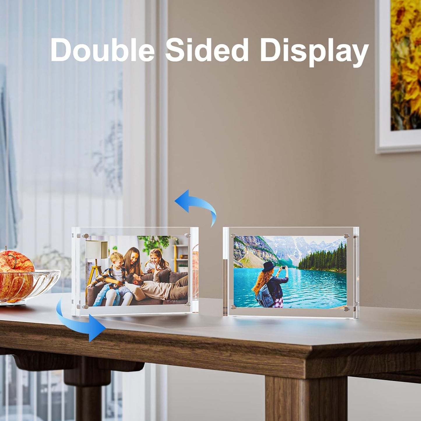 5 Pack 6x8 Acrylic Picture Frames - 20% Thicker Double Sided Magnetic Frame with UV Protection - Freestanding Clear Frameless Display for Tabletops - Modern Photo Frame Set for Home & Office Decor