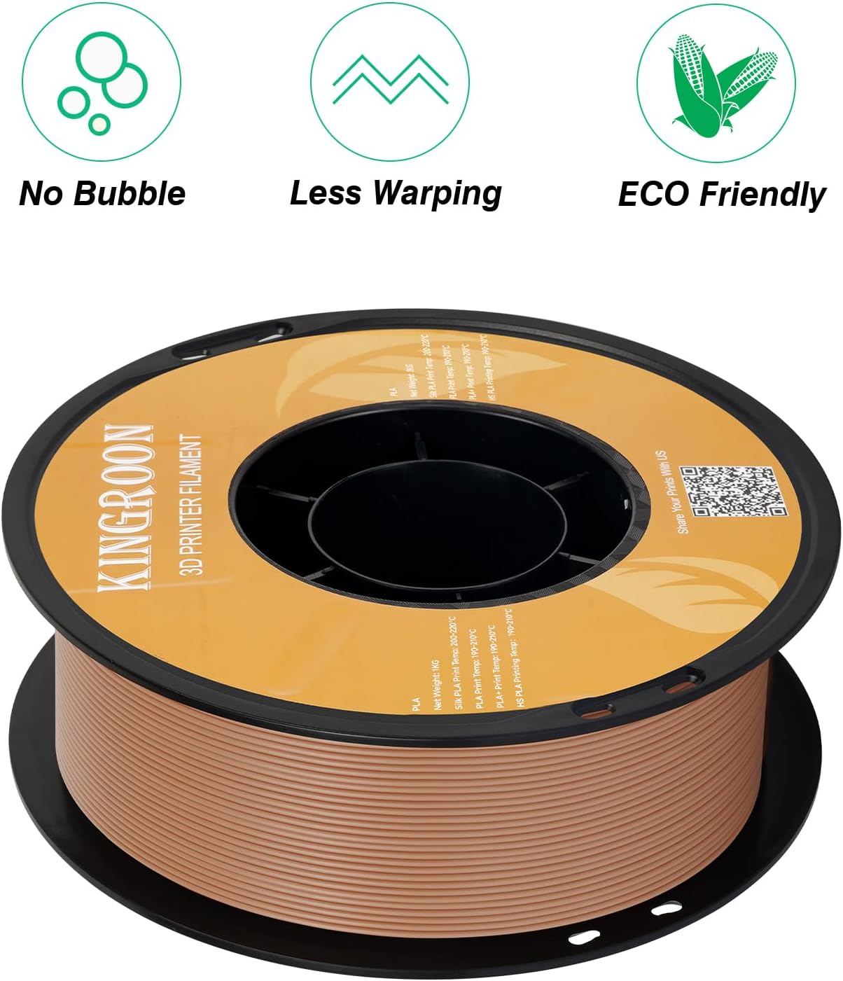Kingroon PLA Filament 1.75mm 3D Printer Filament Brown Pla Filament 1kg Filament Dimensional Accuracy +/- 0.02mm, Fit Most FDM Printer,Brown
