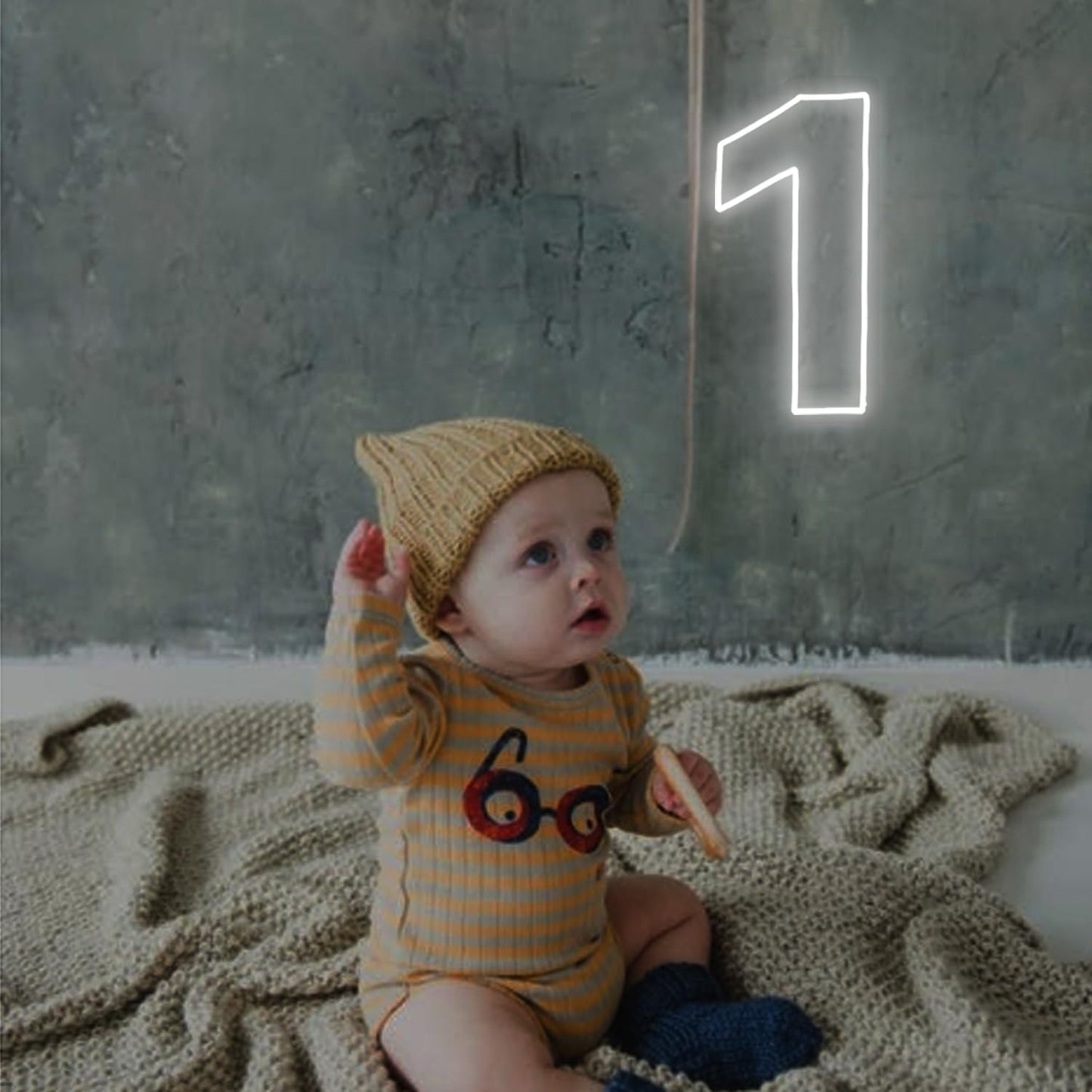 Number 1 Neon Sign for First Birthday, 16.54" Cool White USB Battery Powered One Neon Sign for Party Wedding Anniversary Decor Light Sign (Number 1)