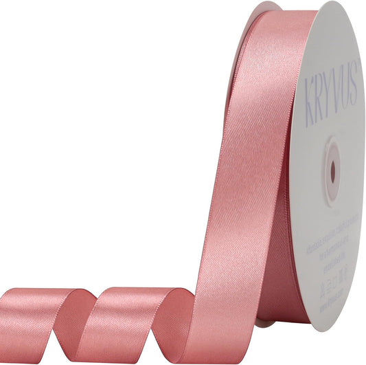Rose Gold Satin Ribbon 1 inch X Continuous 100 Yards, Single Face Polyester Ribbon Perfect for Gift Wrapping, Flower Bouquet, Wedding Decor, Crafts, Bow Making, Sewing and More