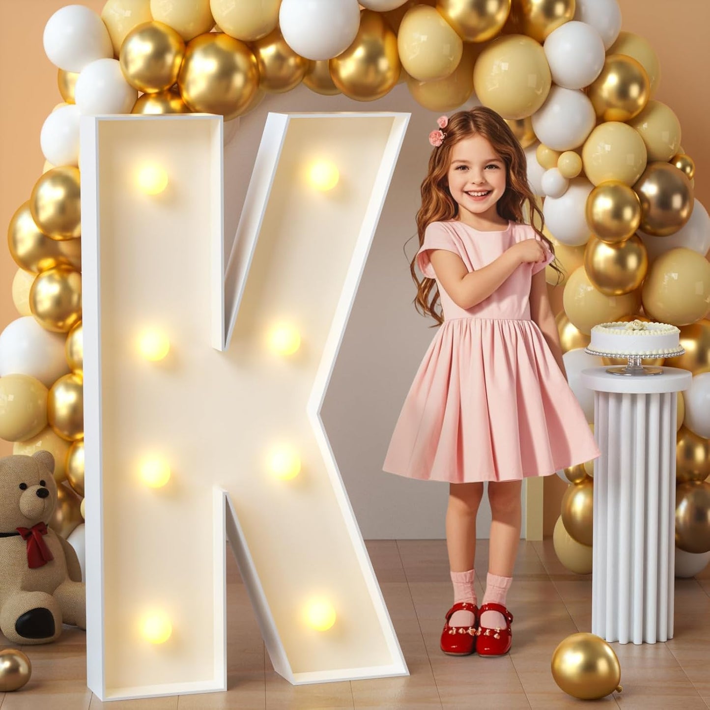 imprsv Marquee Light Up Letters, 3FT Mosaic Letters with Light for Baby Shower Graduation Party Decor, Large K for Engagement Wedding Party Decorations (Need to Assemble)