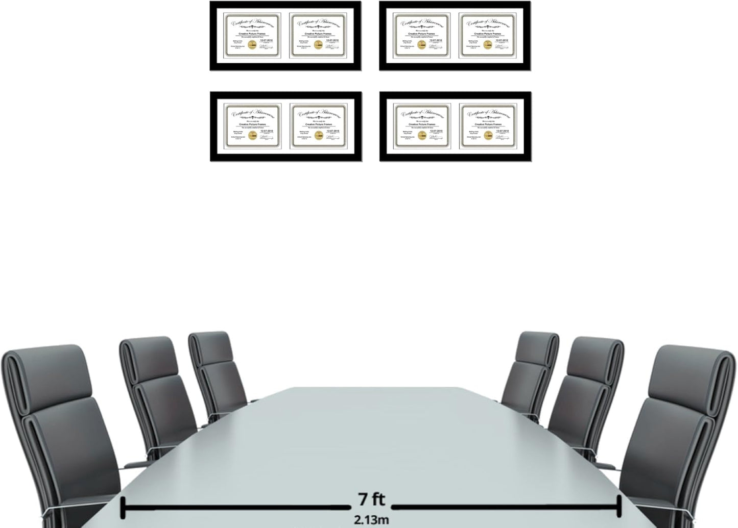 Creative Picture Frames 10X20Bk-W Black Horizontal Double Diploma Frame With 2 Opening White Matting | Holds 2-7X9-Inch Documents With Installed Wall Hanger