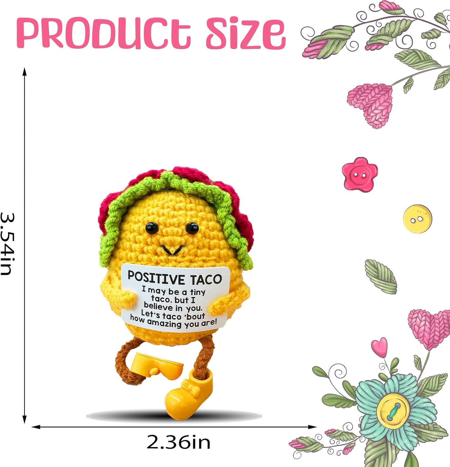 Crochet Emotional Support Taco-Handmade Mental Health Gifts for Friends,Family-Uplifting Gifts for Grandpa,Grandma Mom,Dad,Teens