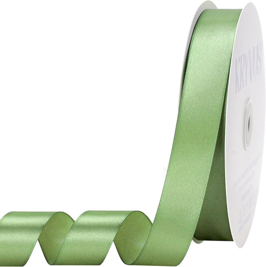 Sage Green Satin Ribbon 1 inch X Continuous 100 Yards, Single Face Polyester Ribbon Perfect for Gift Wrapping, Flower Bouquet, Wedding Decor, Crafts, Bow Making, Sewing and More