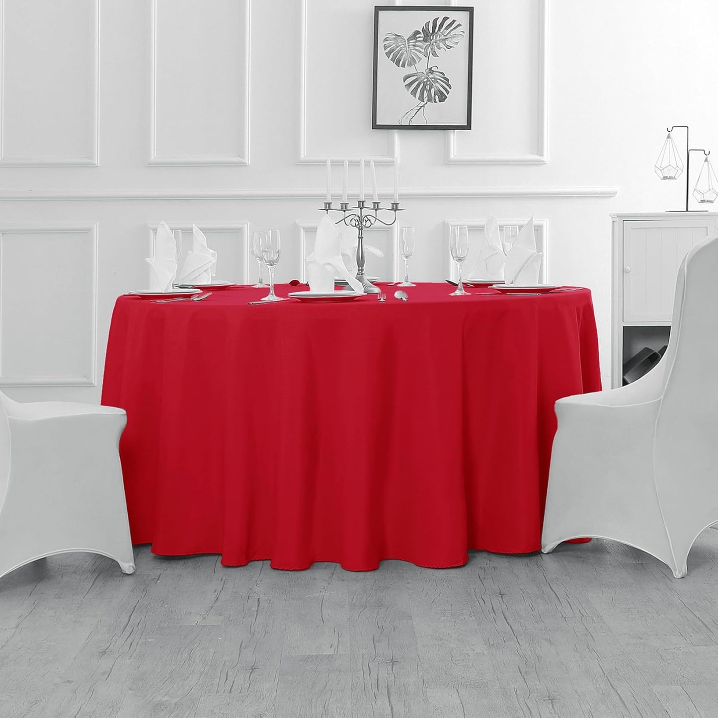 Fokitut 6 Pack Round Tablecloth, 70 Inch, Stain Resistant and Wrinkle Polyester Table Cloth, Fabric Table Cover for Kitchen Dining, Wedding, Party, Holiday Dinner-Red