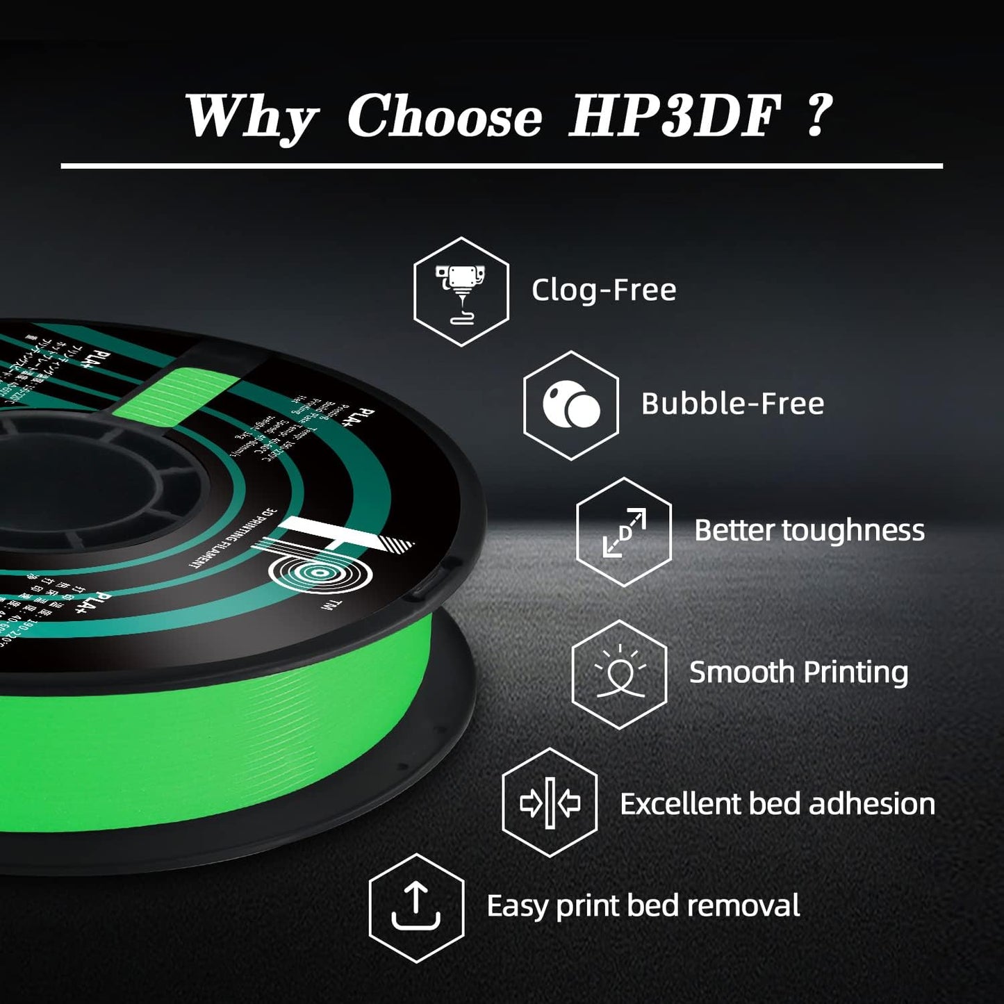 Glow in The Dark PLA Filament, 3D Printer Filament, PLA Filament 1.75mm Dimensional Accuracy +/- 0.02mm, 1KG Spool (2.2 lbs), Fit Most FDM Printer (Glow Green)