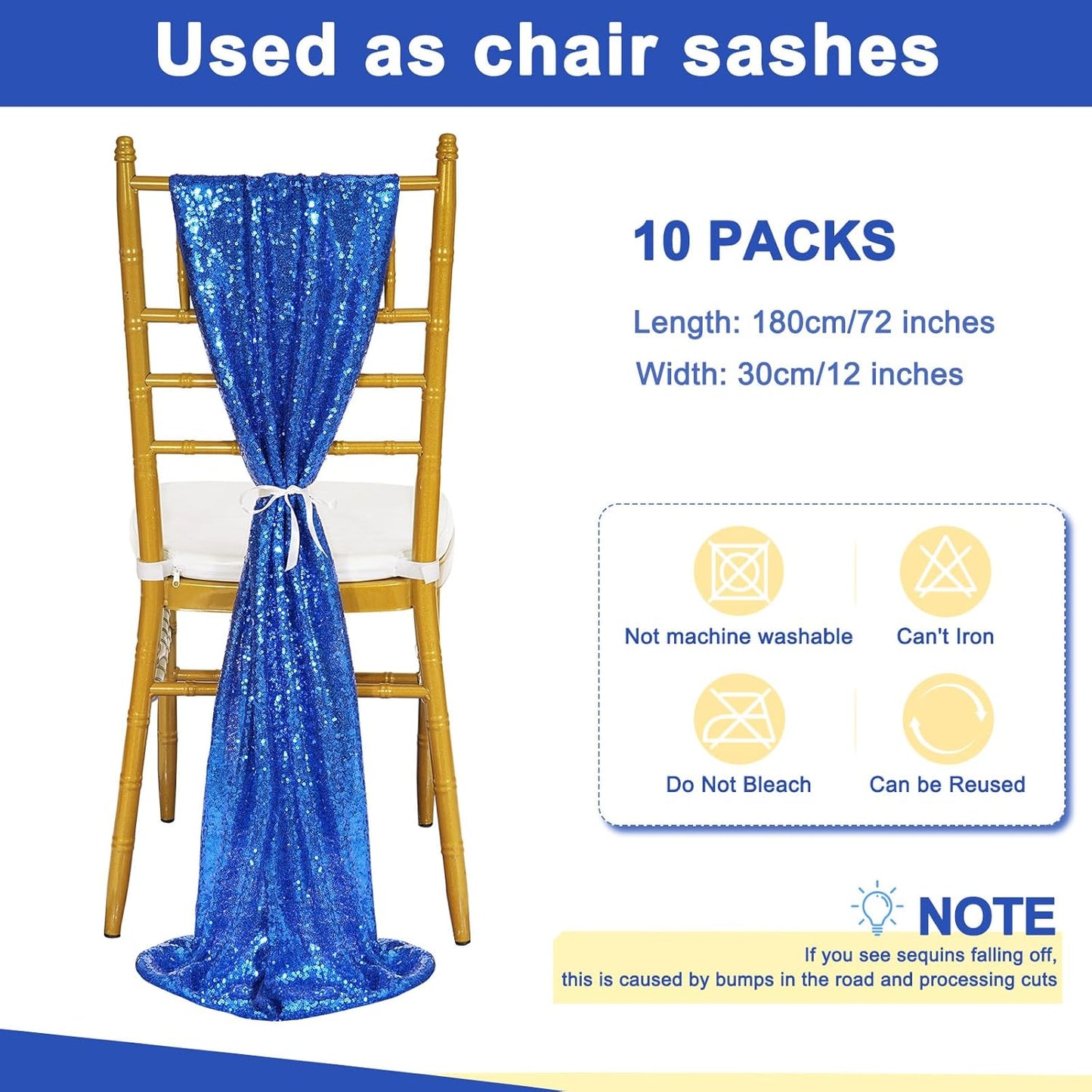 Royal Blue Sequin Table Runners 10 Pcs 12x72 Glitter Sparkly Table Runner for Wedding Birthday Party Graduation Ceremony Supplies Decorations