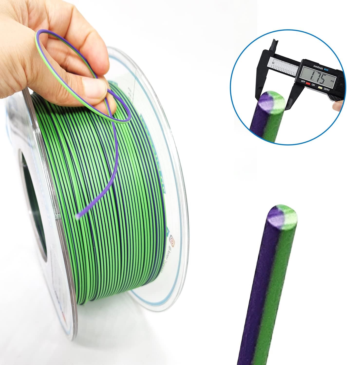 YOUSU Matte Dual Color PLA Filament Coextrusion Filament Multicolor 3D Printer Filament 1kg Compatible with Most of 3D Printer, Matte Lilac Green Color Change PLA.